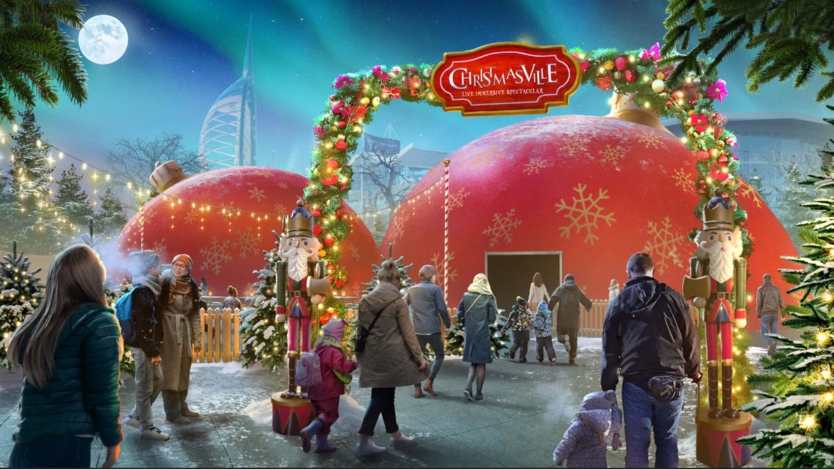 Christmasville at Gunwharf Quays, from ApolloDomes, The Plaza, Gunwharf Quays